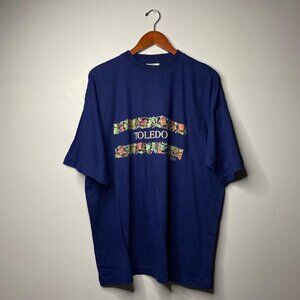 90s vintage navy Toledo T-shirt, size XXL 100% cotton